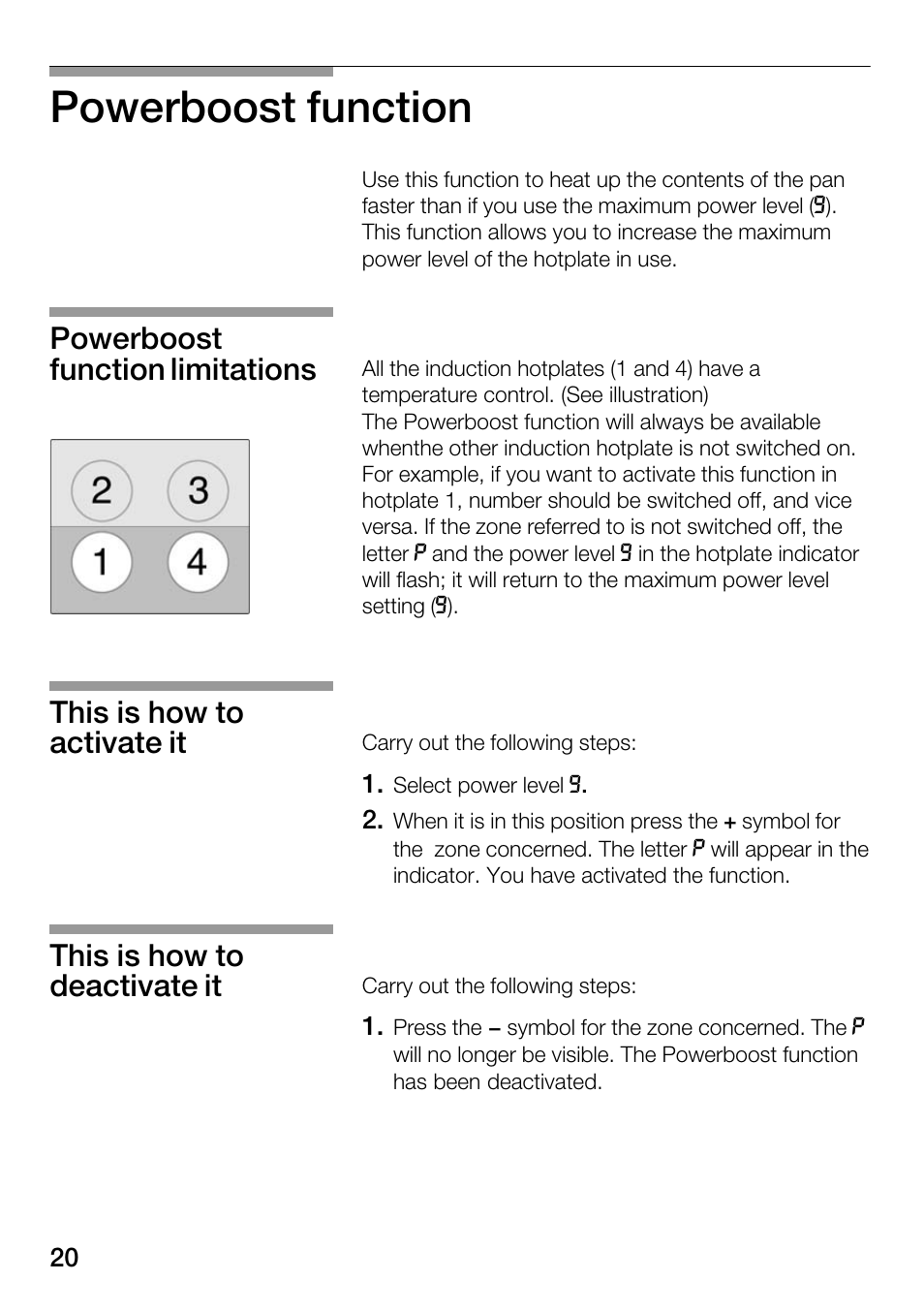 Powerboost function | Bosch Hot Plate User Manual | Page 20 / 29