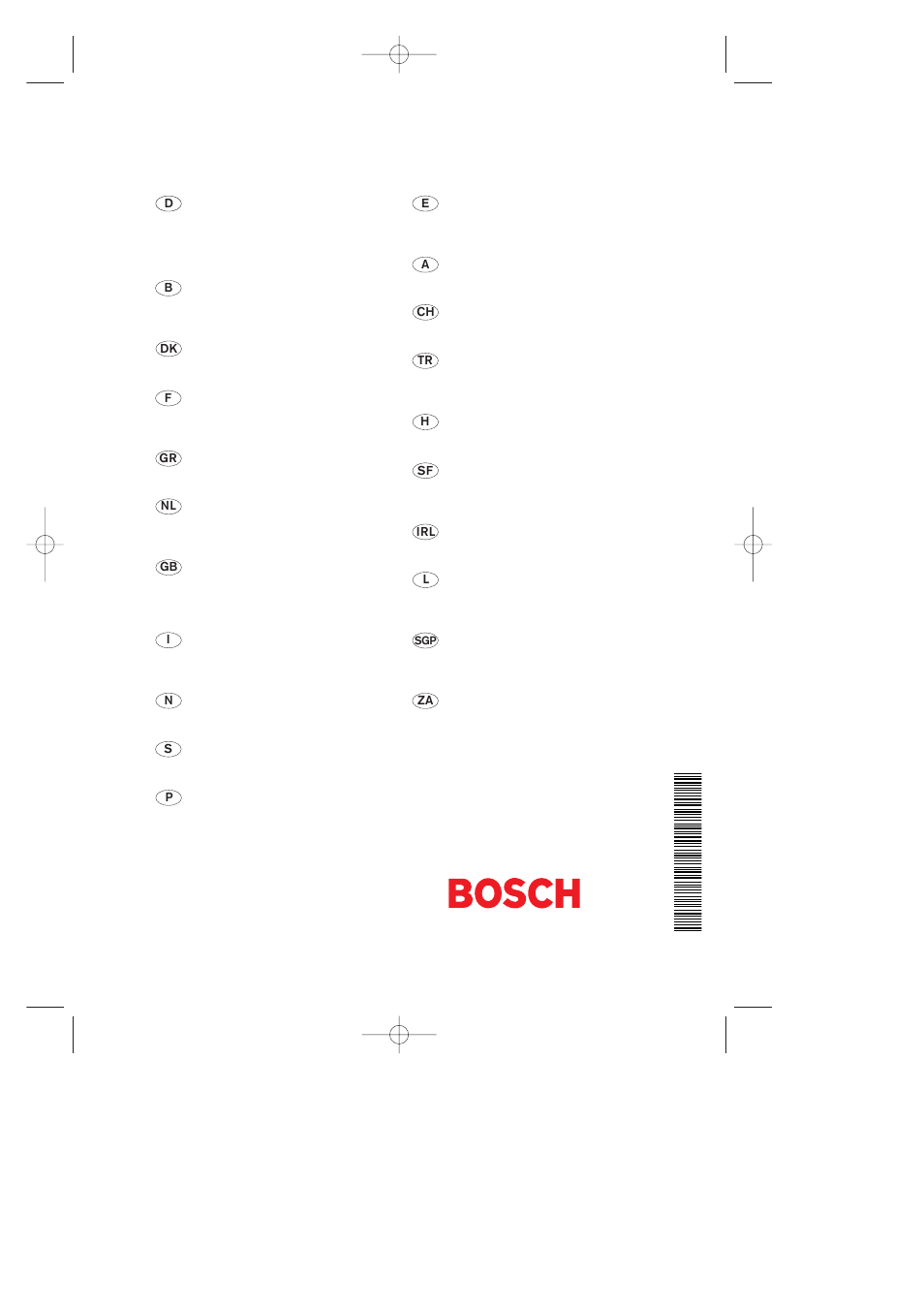 Bosch addresses | Bosch GSM 900 User Manual | Page 44 / 44