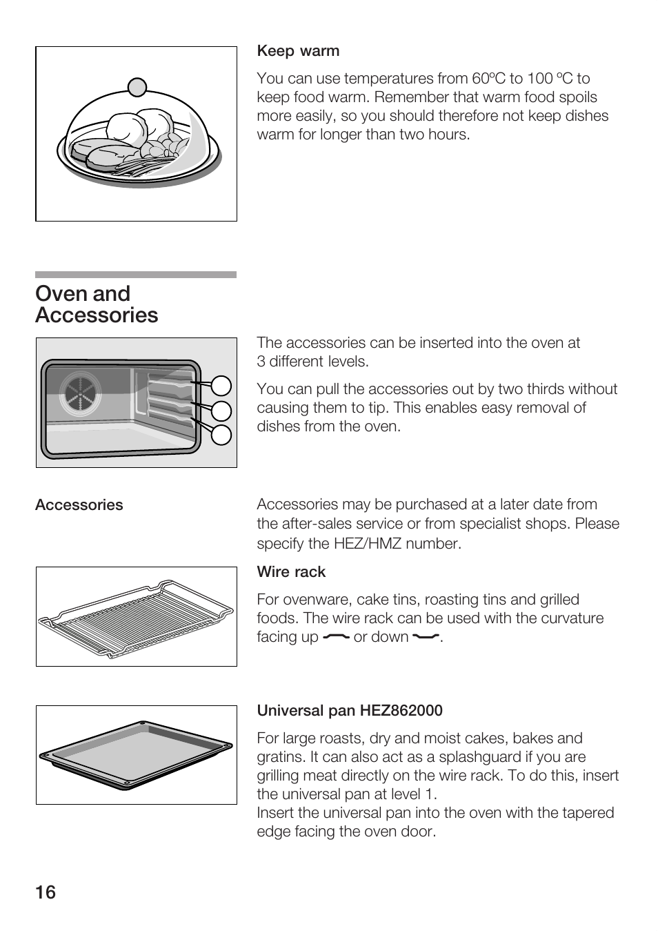 Oven and accessories | Bosch HBC86K7.0 User Manual | Page 16 / 84