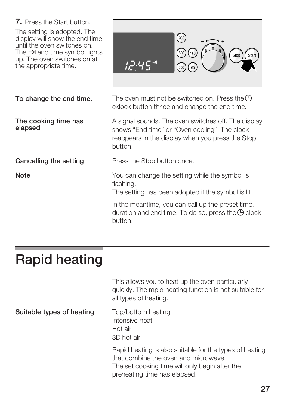 Rapid heating | Bosch HBC86K7.0 User Manual | Page 27 / 84