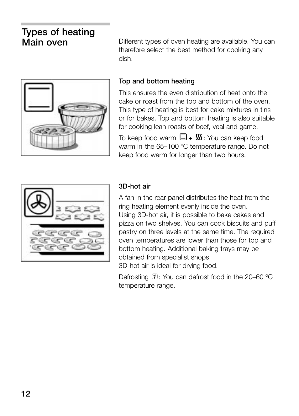 Types of heating main oven | Bosch HBN 43M 550 A User Manual | Page 12 / 56