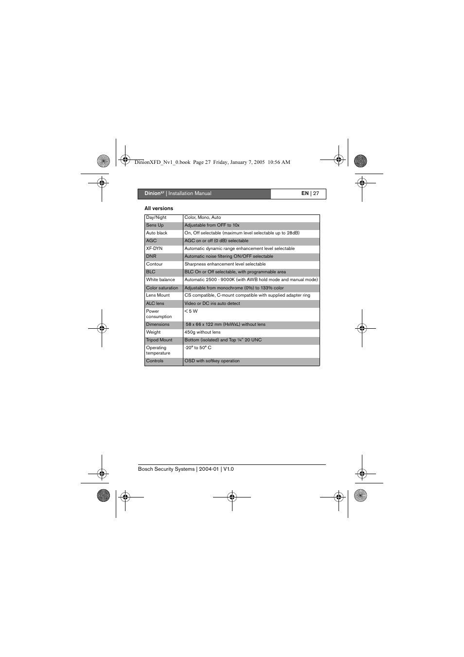 Bosch DINIONXF LTC 0495 User Manual | Page 27 / 29