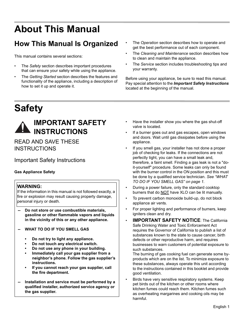 About this manual, How this manual is organized, Safety | Important safety instructions, Read and save these instructions, Gas appliance safety | Bosch SGSX User Manual | Page 3 / 68