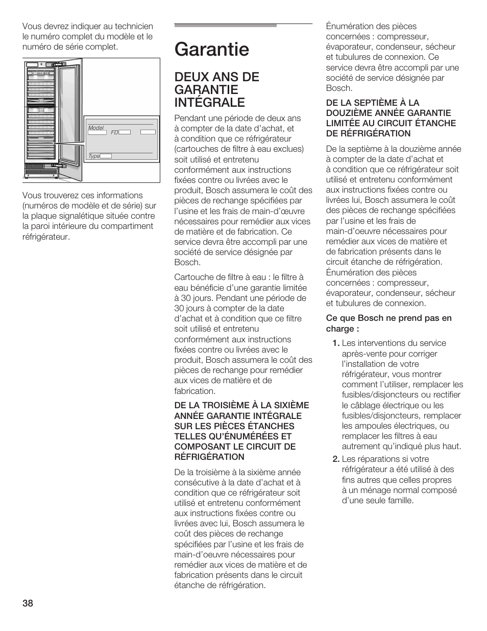 Garantie, Deux ans de garantie intégrale | Bosch B24IW User Manual | Page 37 / 60