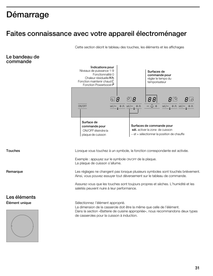 Démarrage | Bosch NIT8053UC User Manual | Page 31 / 69