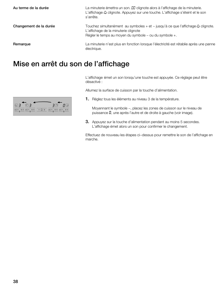 Mise en arrêt du son de l'affichage | Bosch NIT8053UC User Manual | Page 38 / 69