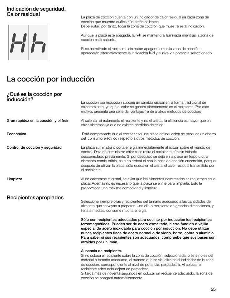 La cocción por inducción, Recipientes apropiados | Bosch NIT8053UC User Manual | Page 55 / 69