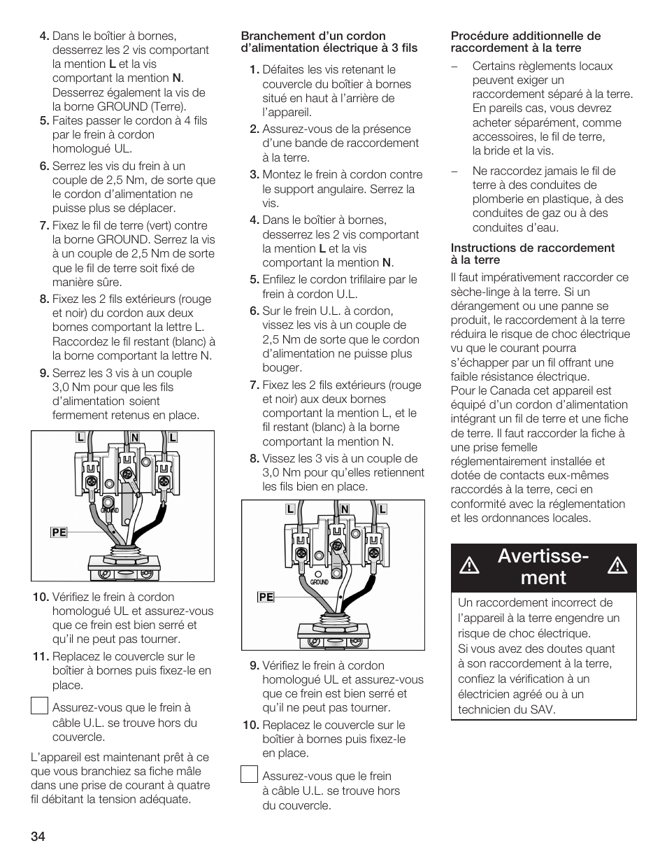 Avertisseć ment | Bosch BOSCH Dryer User Manual | Page 36 / 86