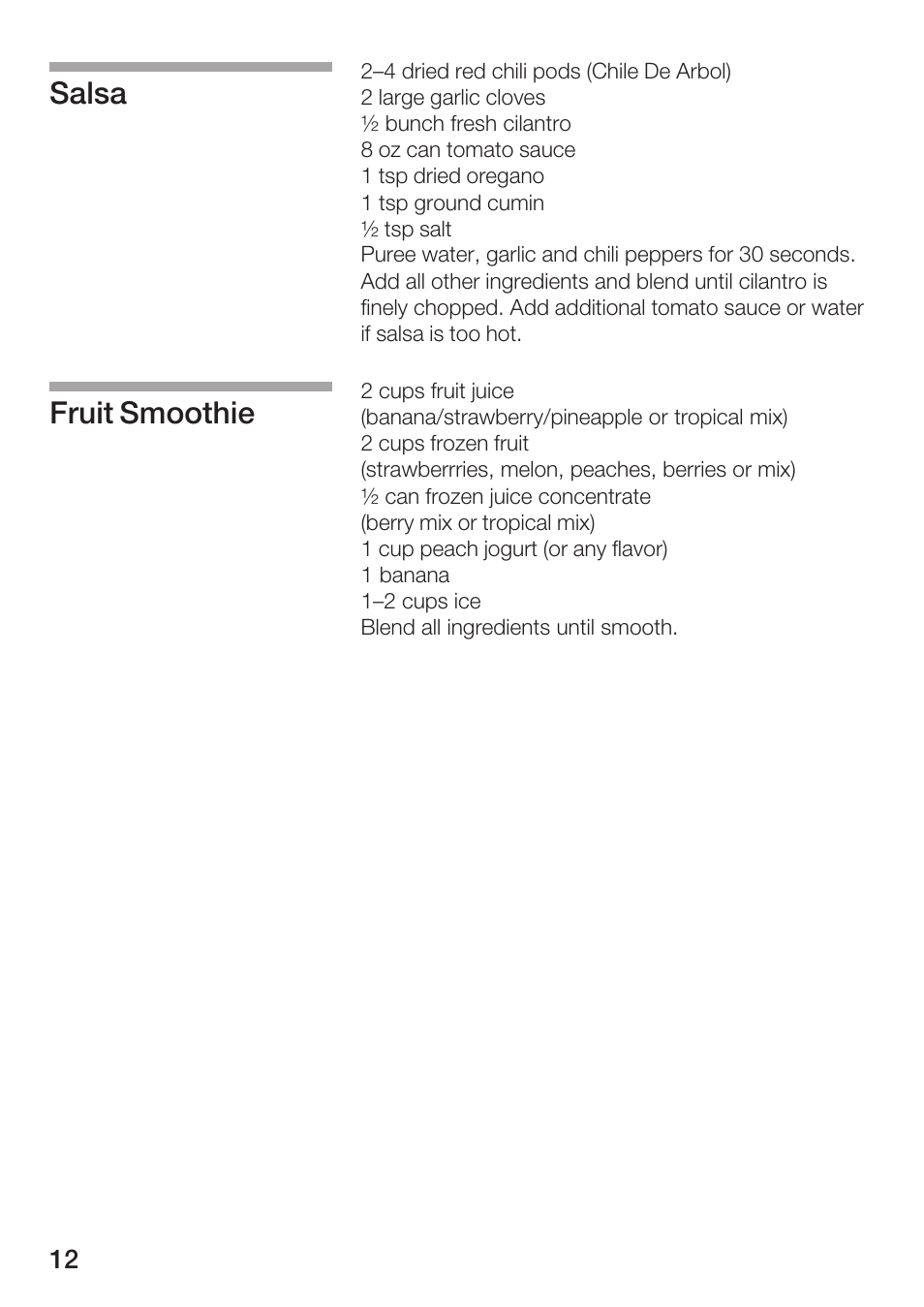 Salsa fruit smoothie | Bosch MMB 1000 UC User Manual | Page 12 / 14