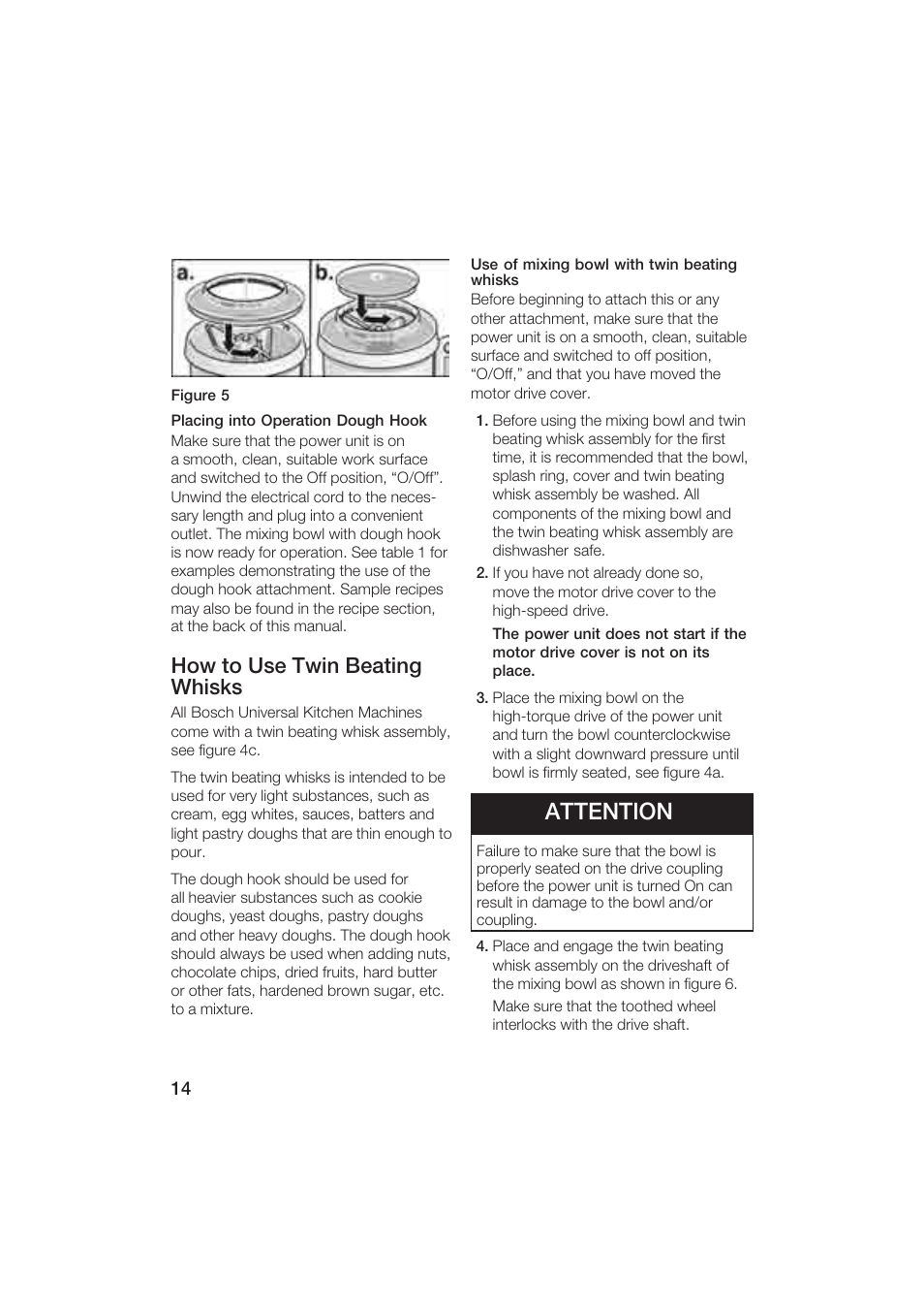 Attention, How to use twin beating whisks | Bosch MUM6N10UC User Manual | Page 14 / 84