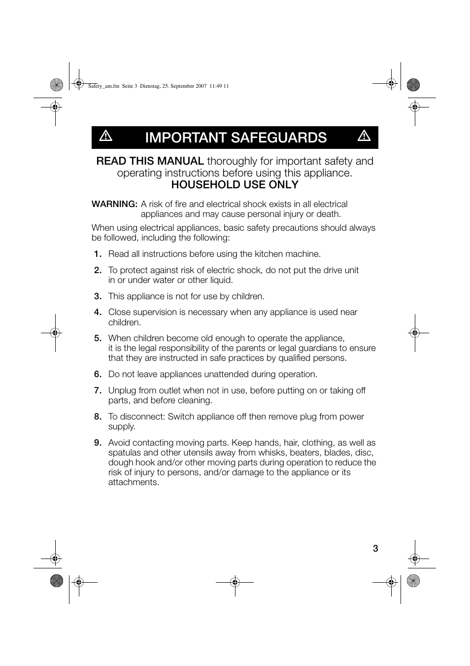 Mimportant safeguards m | Bosch MUM6N10UC User Manual | Page 3 / 84
