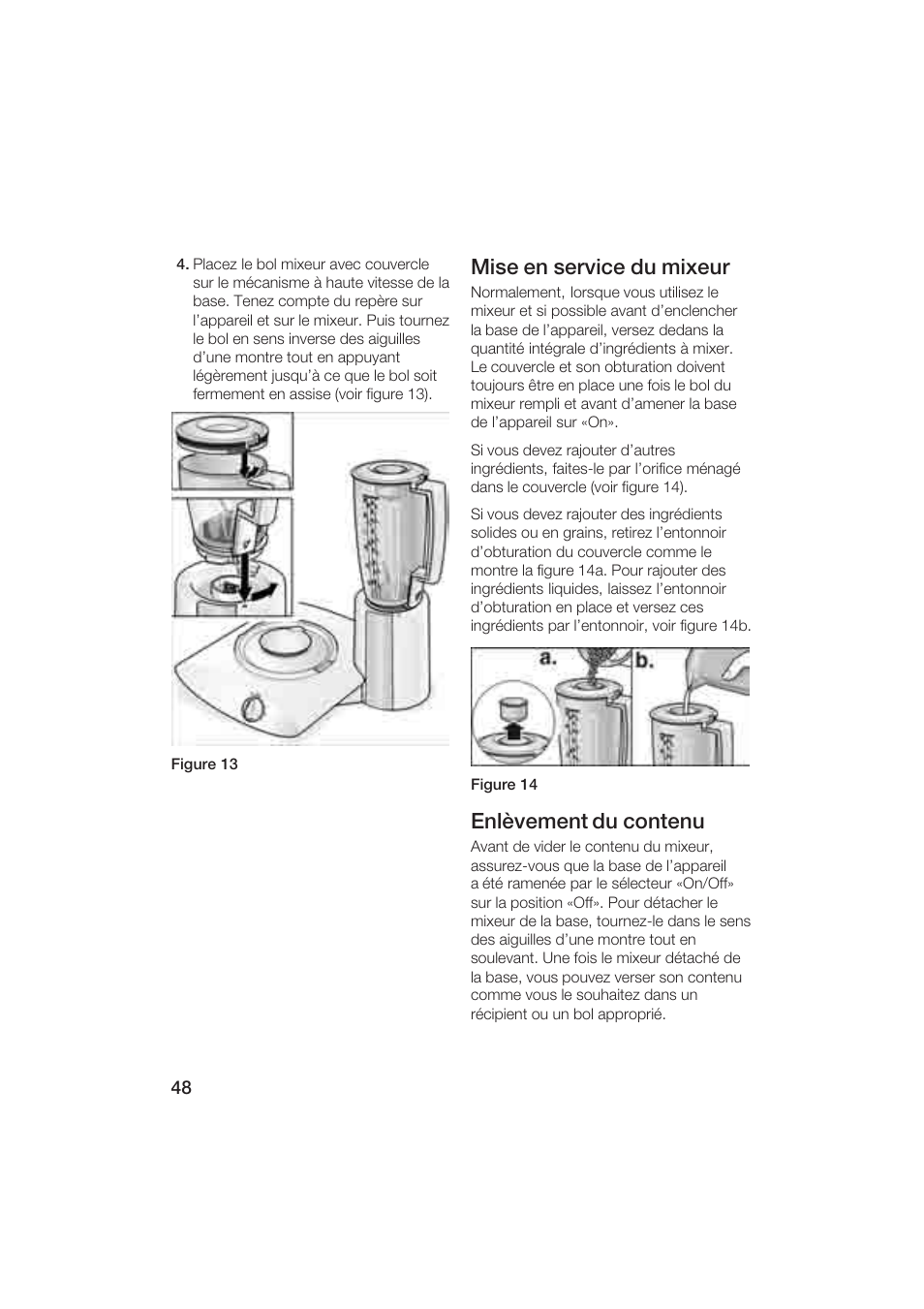 Mise en service du mixeur, Enlèvement du contenu | Bosch MUM6N10UC User Manual | Page 48 / 84