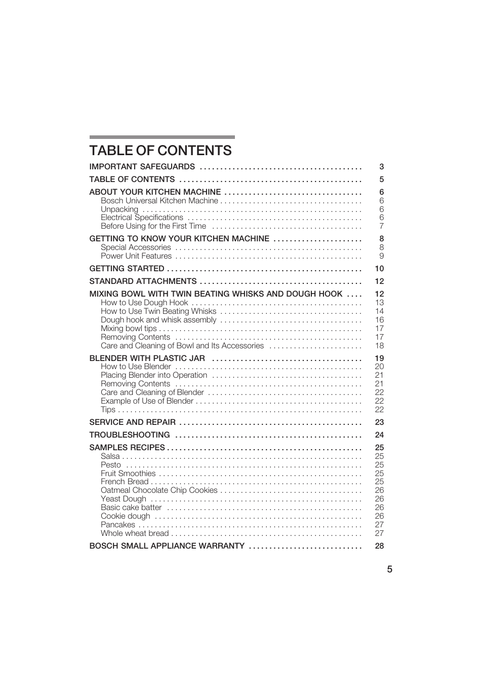 Bosch MUM6N10UC User Manual | Page 5 / 84