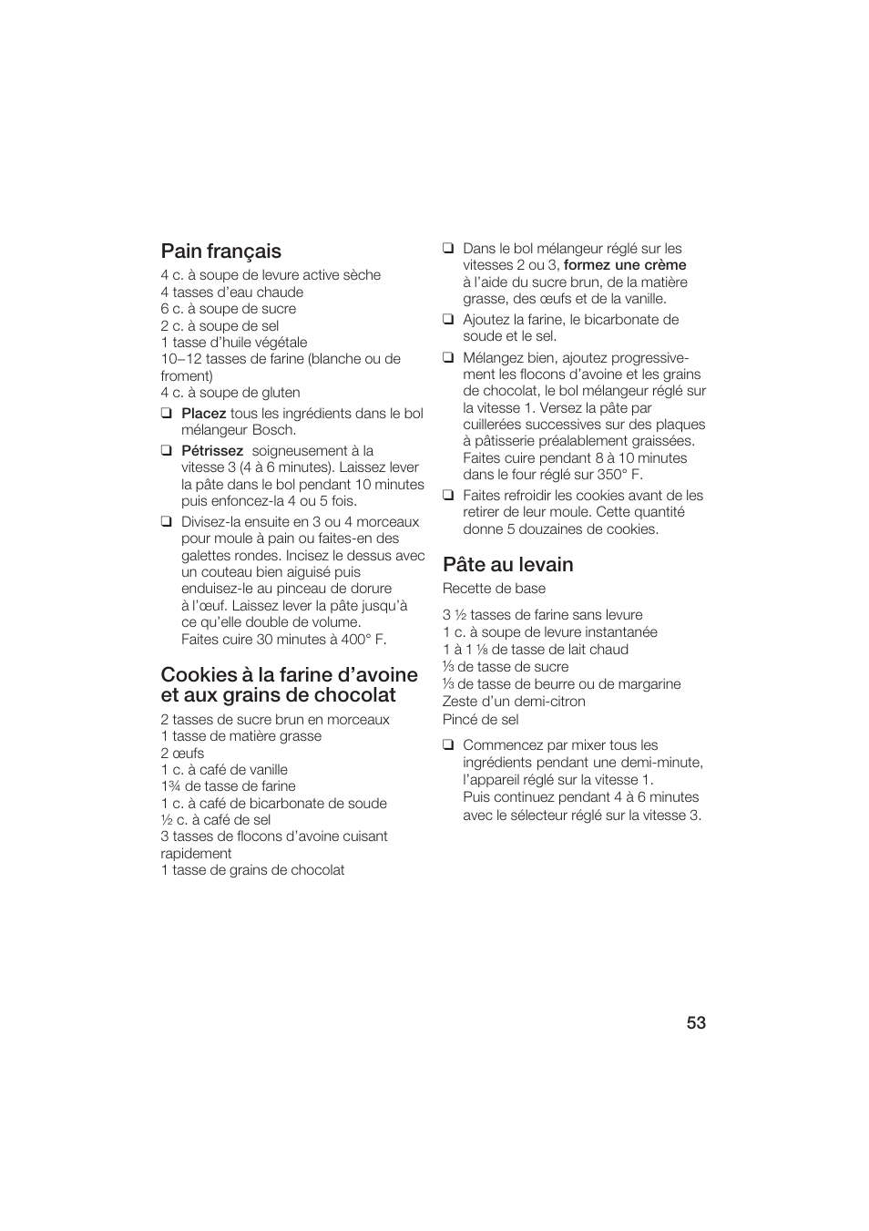 Pain français, Pâte au levain | Bosch MUM6N10UC User Manual | Page 53 / 84