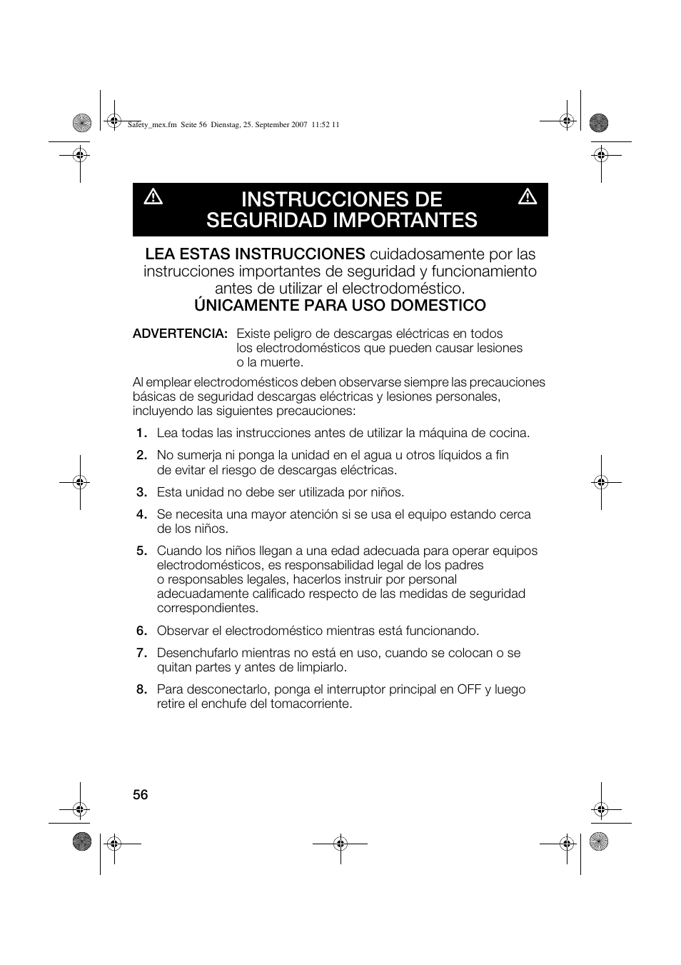 Minstrucciones de seguridad importantes m | Bosch MUM6N10UC User Manual | Page 56 / 84