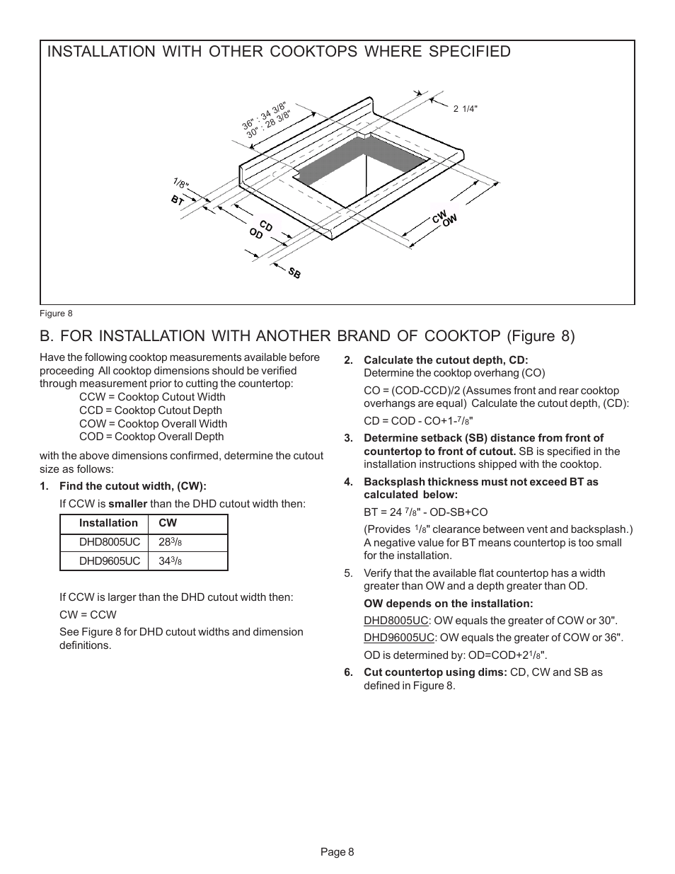 Installation with other cooktops where specified | Bosch DHD User Manual | Page 10 / 42