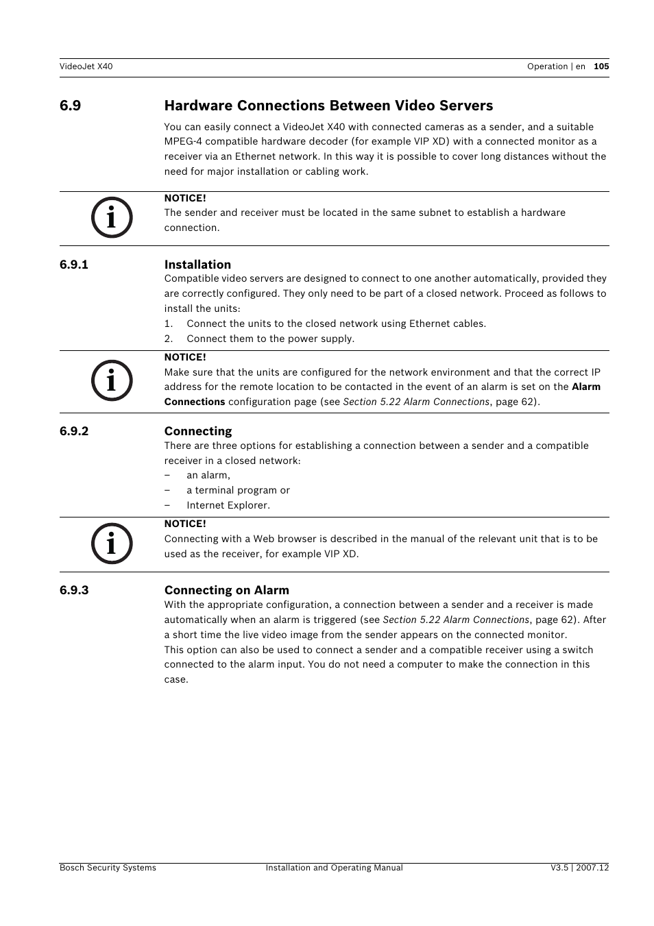 9 hardware connections between video servers, Hardware connections between video servers | Bosch VIDEOJET X40 User Manual | Page 105 / 130