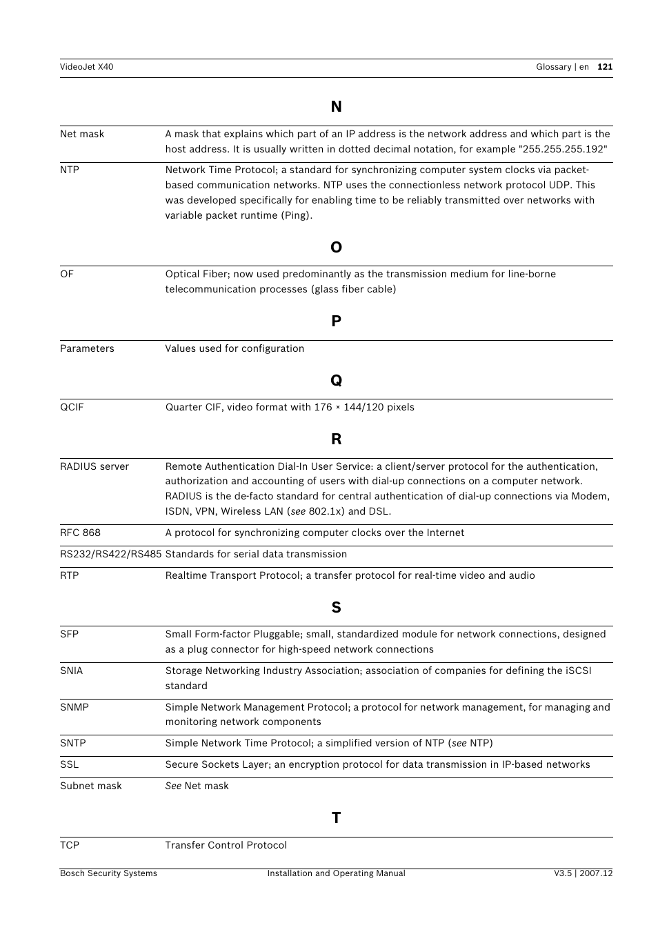 Bosch VIDEOJET X40 User Manual | Page 121 / 130