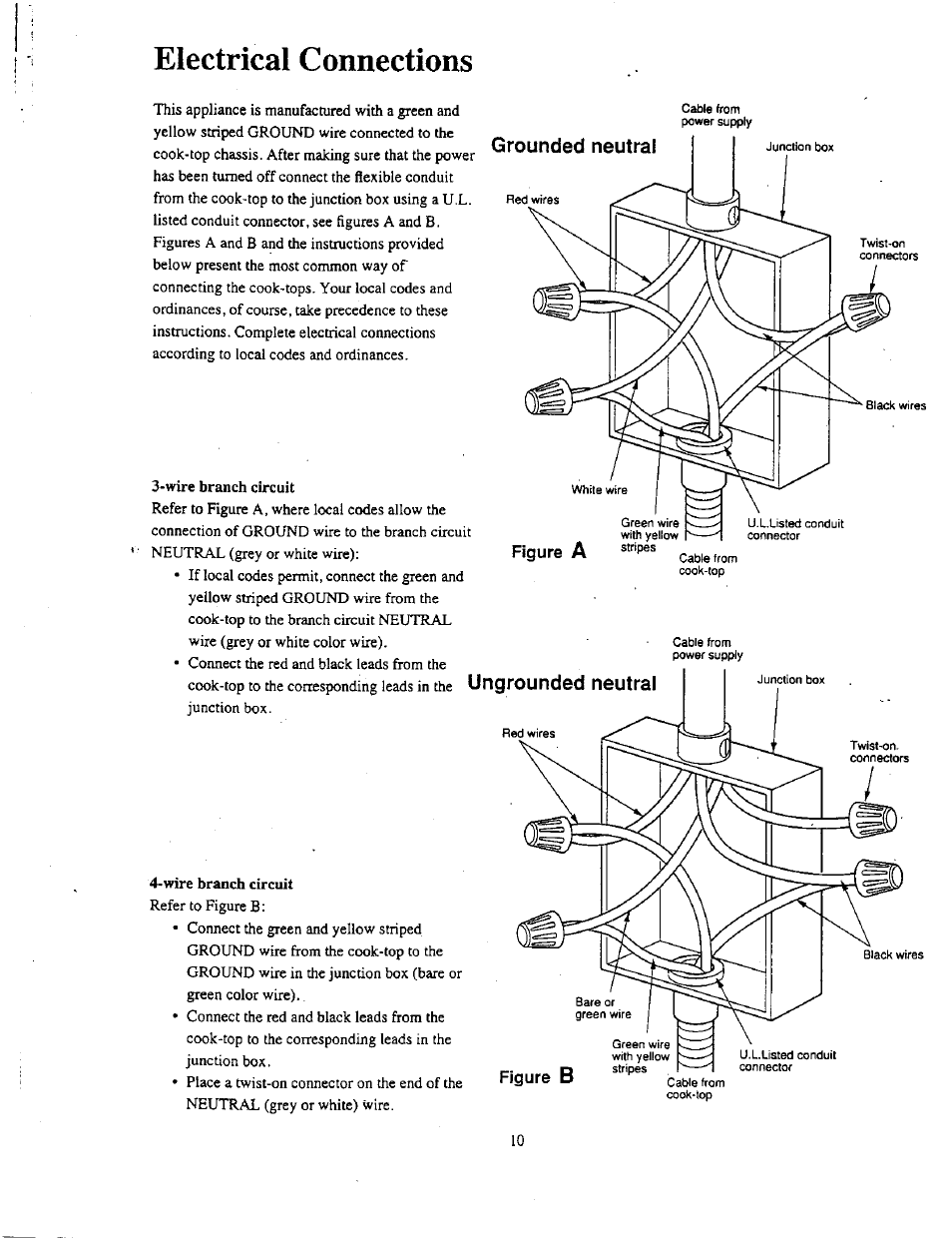 Electrical connections, Ungrounded neutral | Bosch NKT 72 User Manual | Page 10 / 12