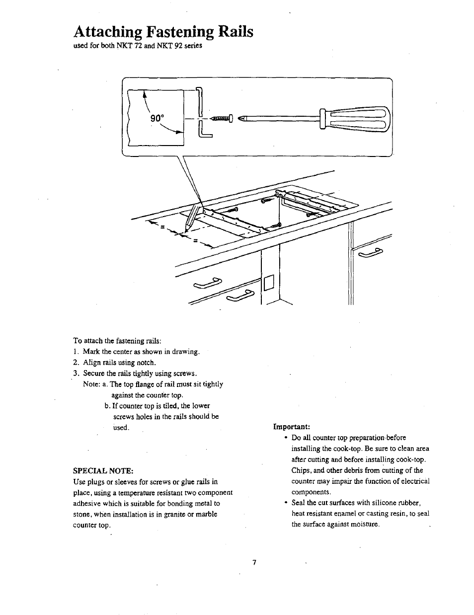 Attaching fastening rails | Bosch NKT 72 User Manual | Page 7 / 12