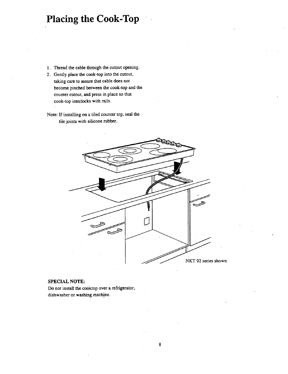 Placing the cook-top | Bosch NKT 72 User Manual | Page 8 / 12