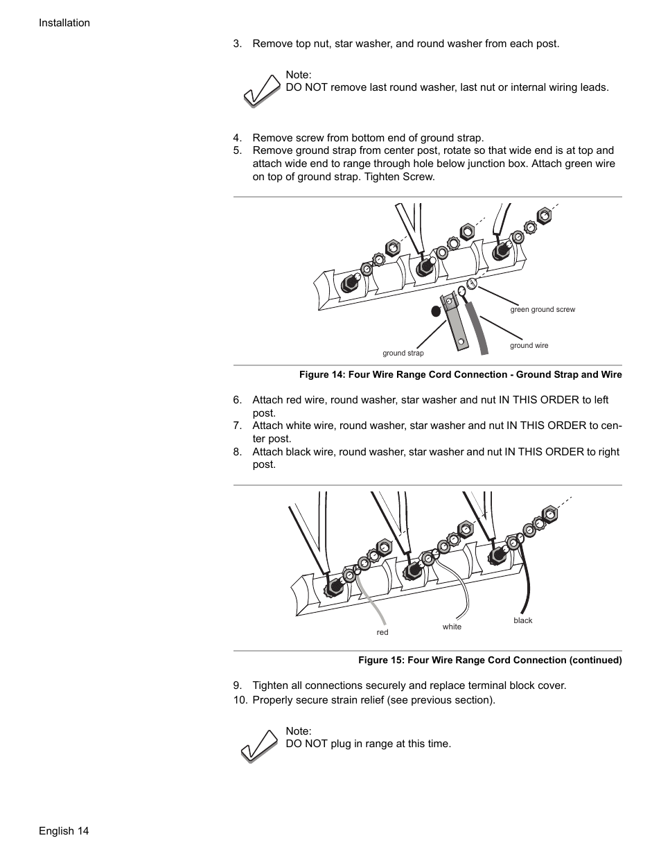 Remove screw from bottom end of ground strap | Bosch Dual-Fuel Slide-In Range User Manual | Page 16 / 80