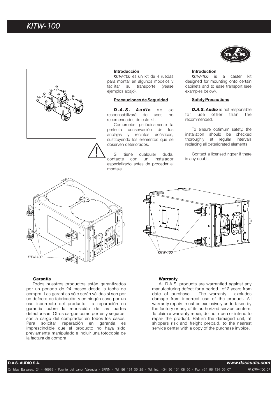 D.A.S. Audio KITW-100 User Manual | 1 page