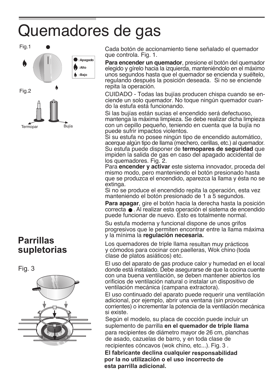 Quemadores de gas, Parrillas supletorias | Bosch 9000095597 B User Manual | Page 54 / 64