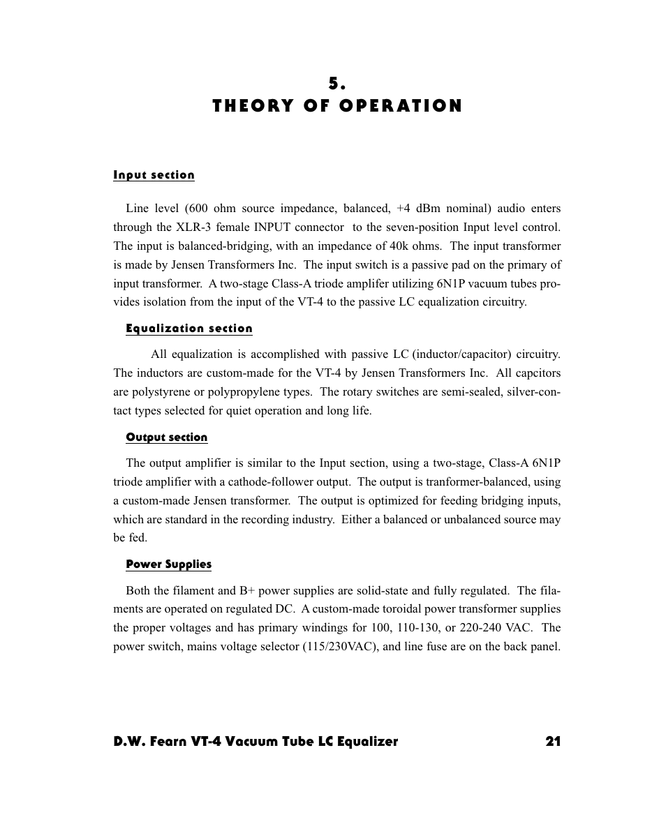 D.W. Fearn VT-4 User Manual | Page 13 / 15