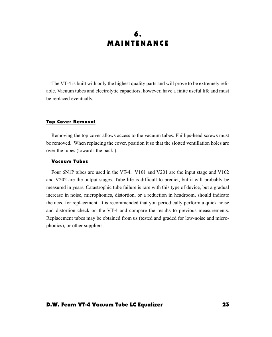 D.W. Fearn VT-4 User Manual | Page 14 / 15