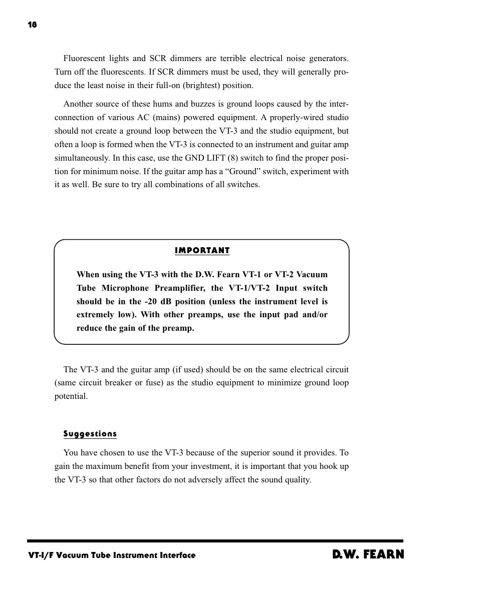 D.w. fearn | D.W. Fearn VT-3 User Manual | Page 16 / 23