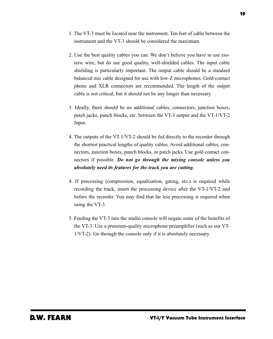 D.w. fearn | D.W. Fearn VT-3 User Manual | Page 17 / 23