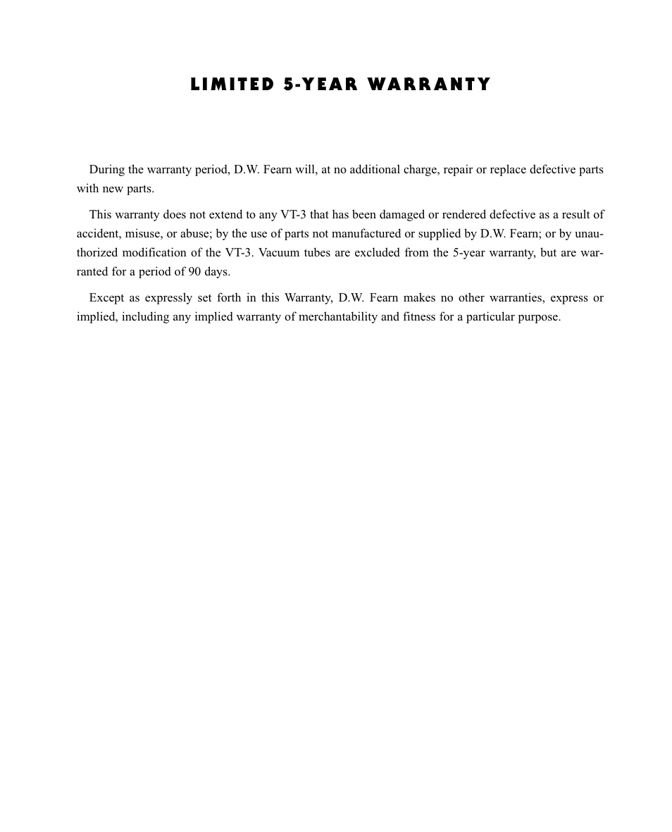 D.W. Fearn VT-3 User Manual | Page 5 / 23