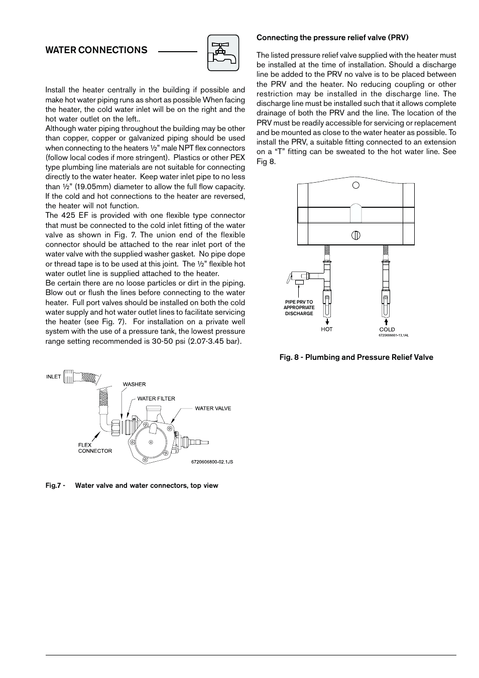 Water connections | Bosch GWH 425 EF User Manual | Page 13 / 26