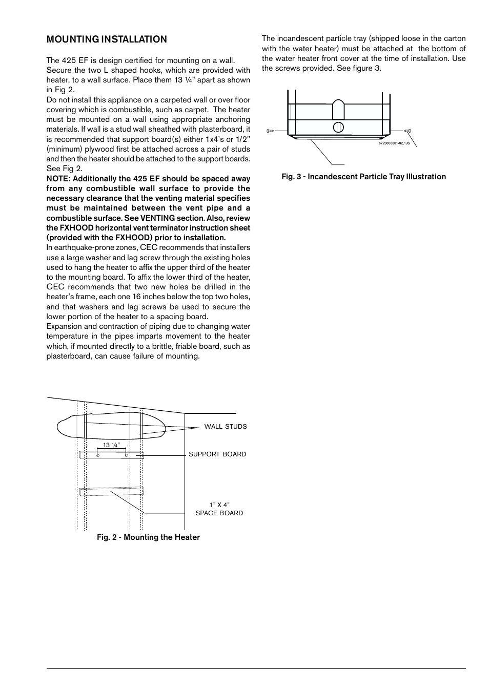 Mounting installation | Bosch GWH 425 EF User Manual | Page 7 / 26