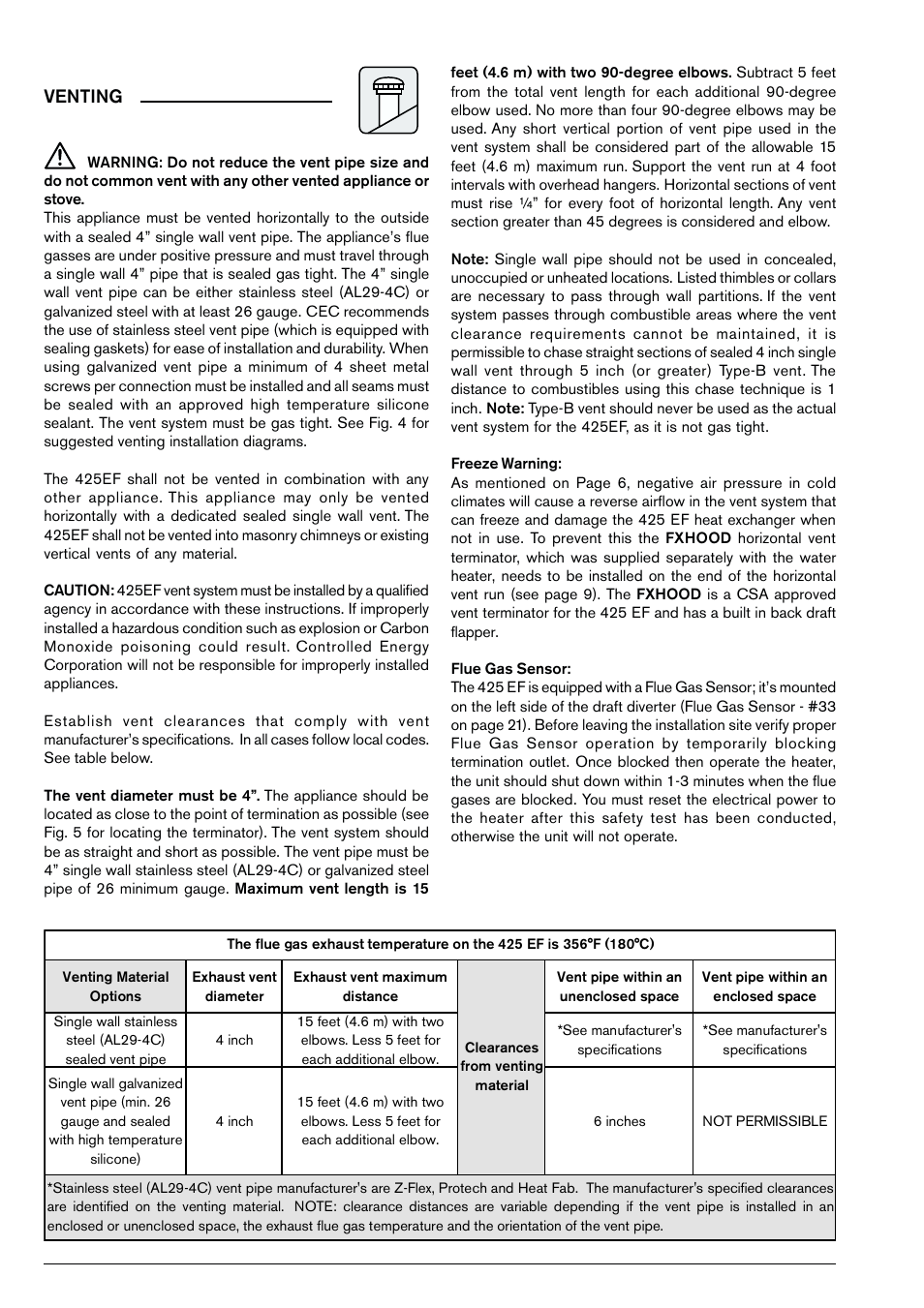 Venting | Bosch GWH 425 EF User Manual | Page 8 / 26