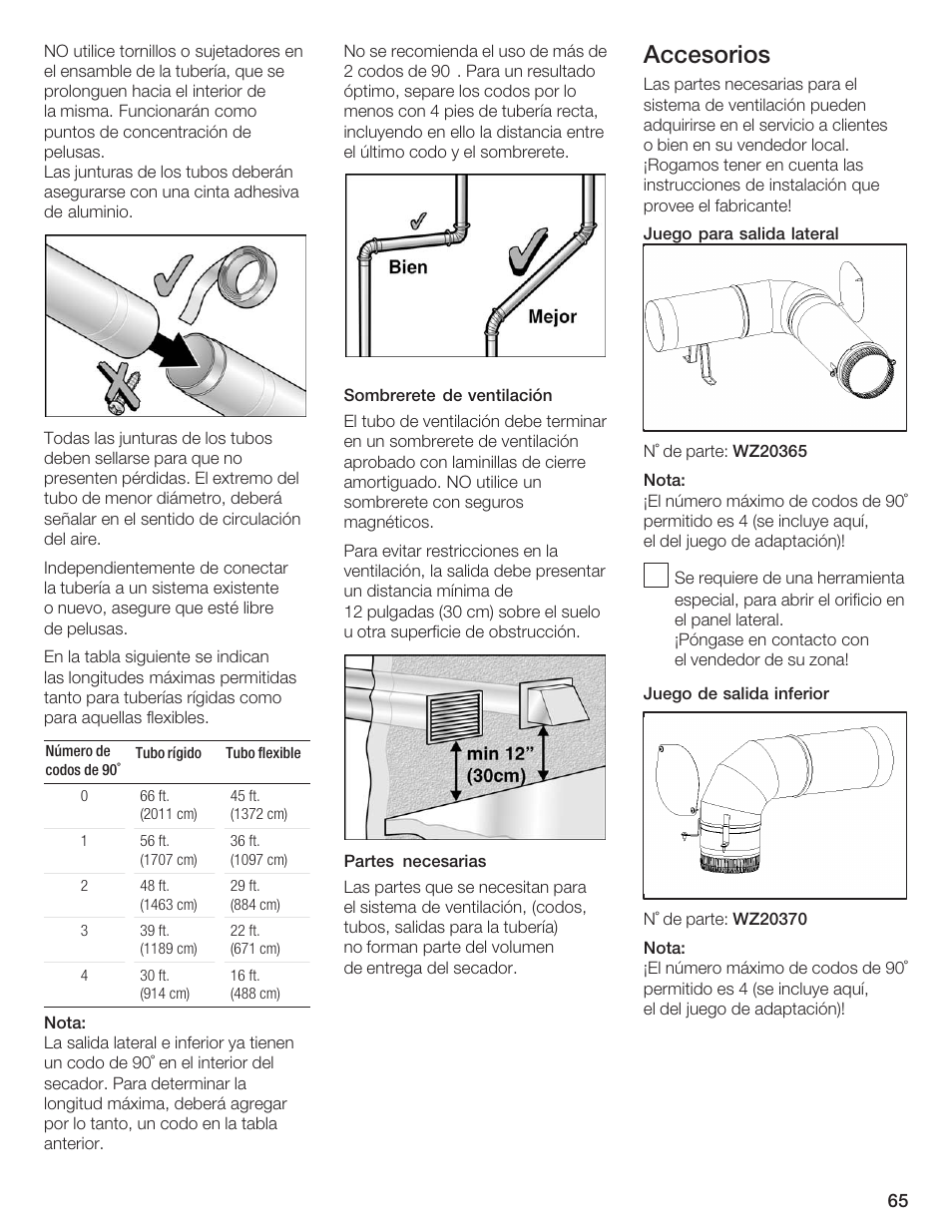 Accesorios | Bosch WTXD5500UC User Manual | Page 66 / 83