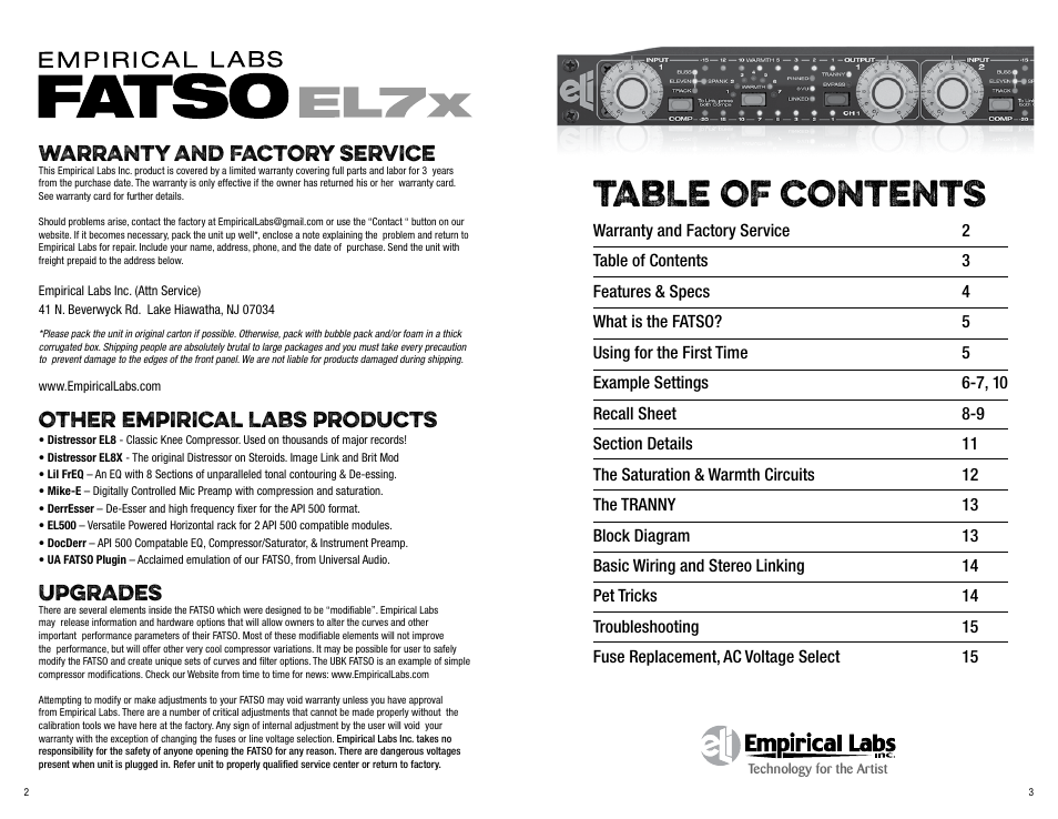 Empirical Labs EL-7x User Manual | Page 2 / 9