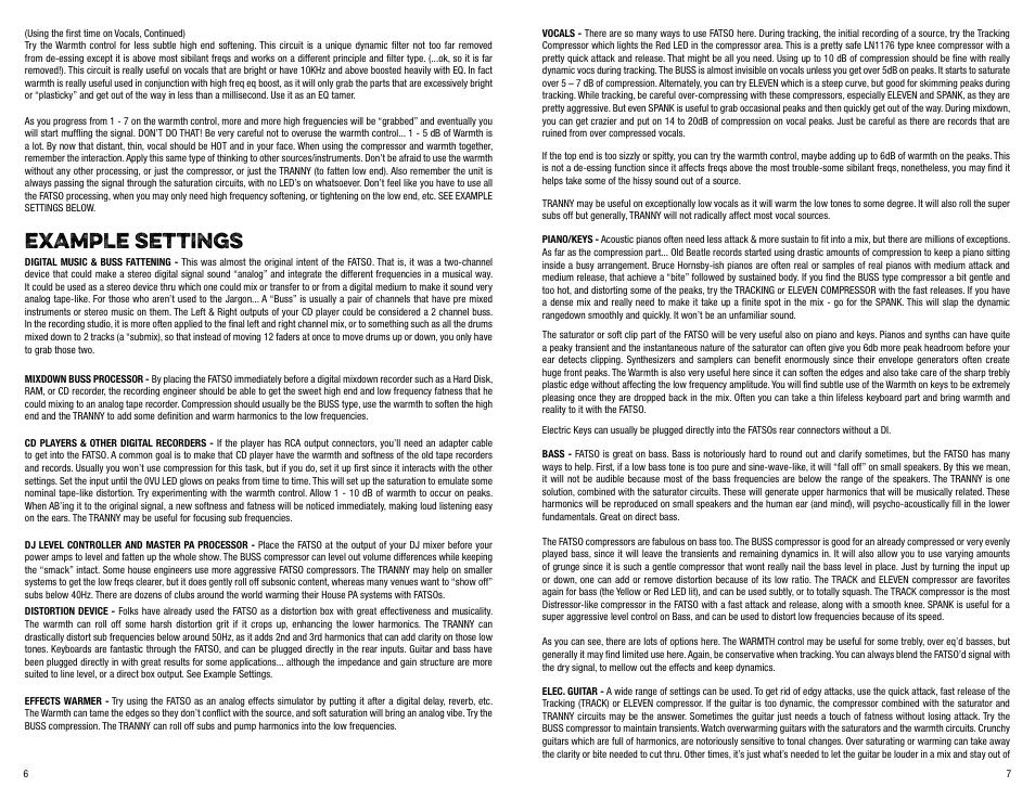 Example settings | Empirical Labs EL-7x User Manual | Page 4 / 9