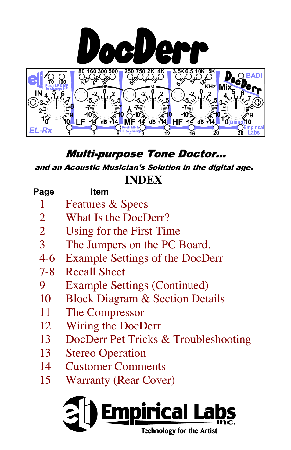 Empirical Labs EL-Rx User Manual | 14 pages