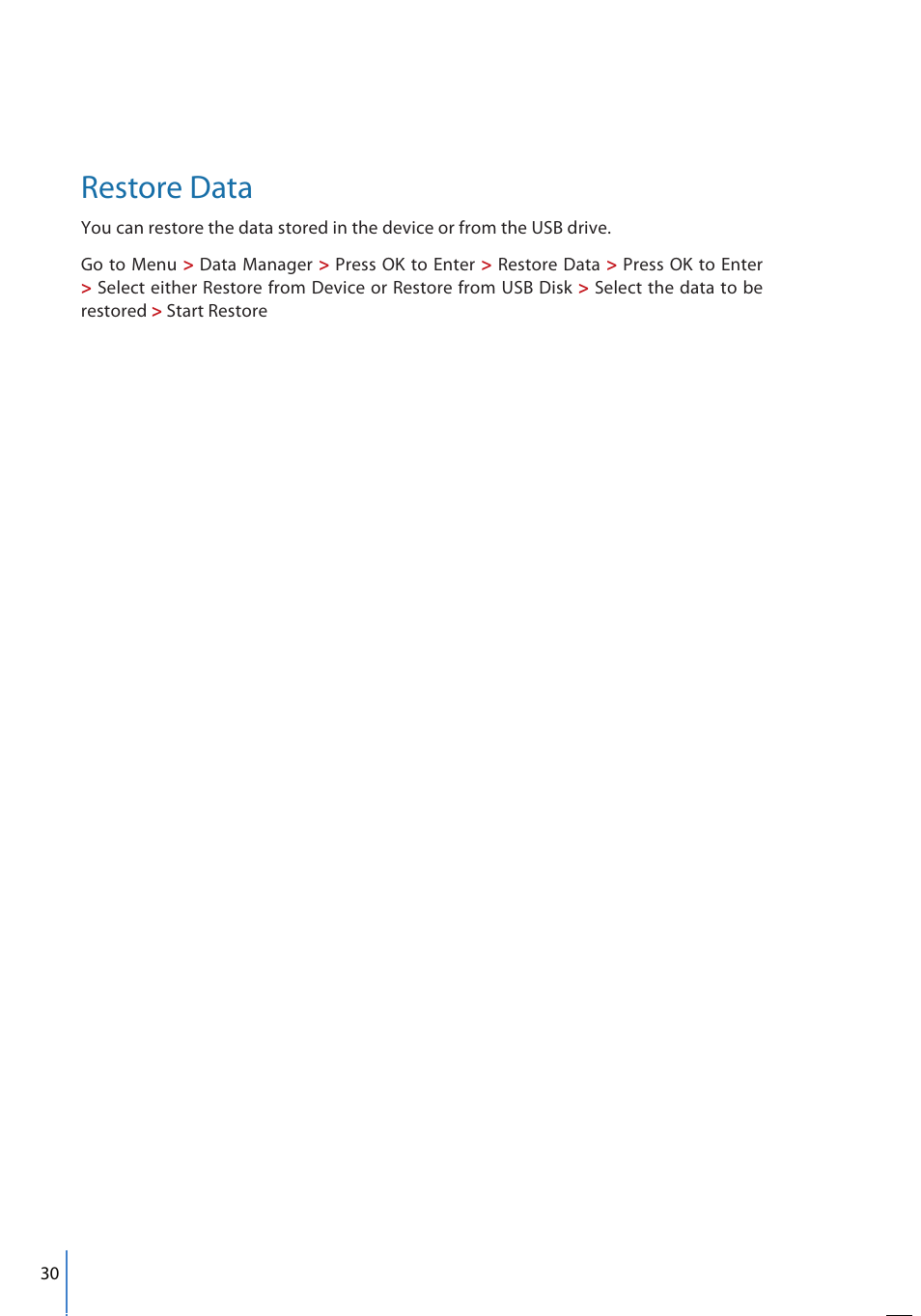 Restore data | FingerTec FMM-100 User Manual | Page 30 / 38