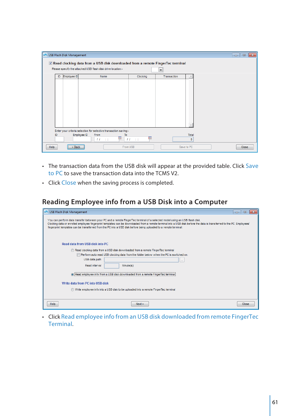 FingerTec TCMS V2 User Manual | Page 61 / 97