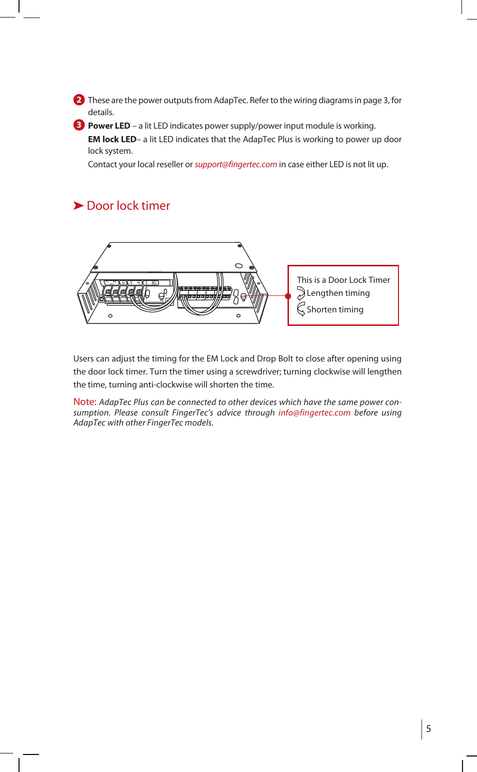 Door lock timer | FingerTec AdapTec Plus User Manual | Page 5 / 20