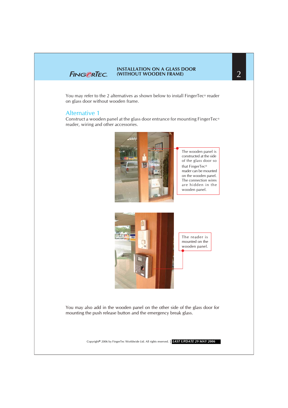 Alternative 1 | FingerTec Hardware Frameless glass door User Manual | Page 2 / 5