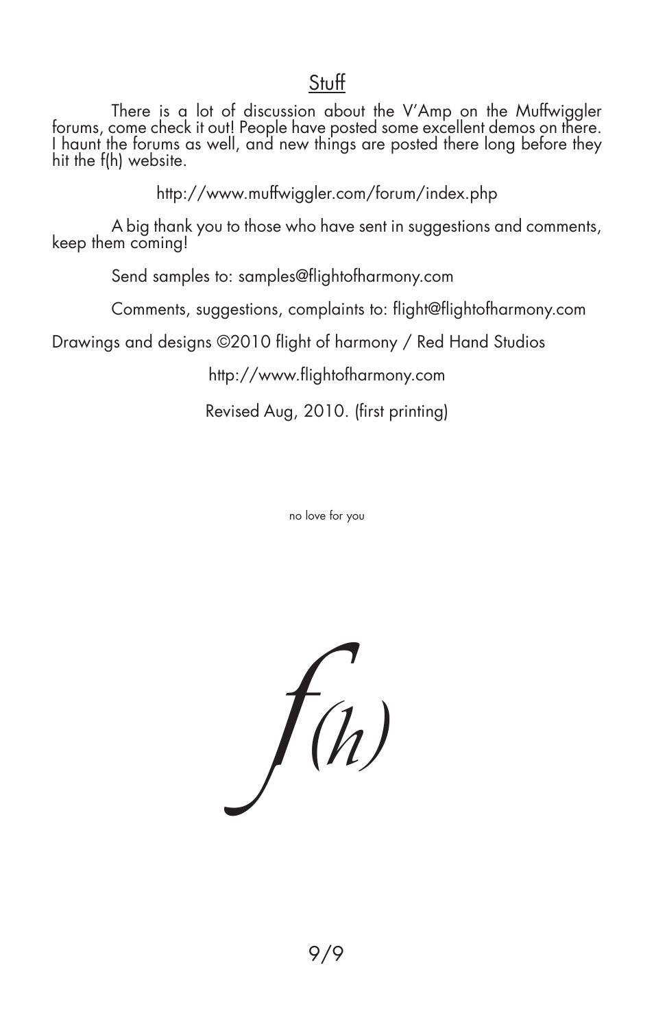 Flight of Harmony V’Amp Ver 1 Bare-Bones User Manual | Page 9 / 9