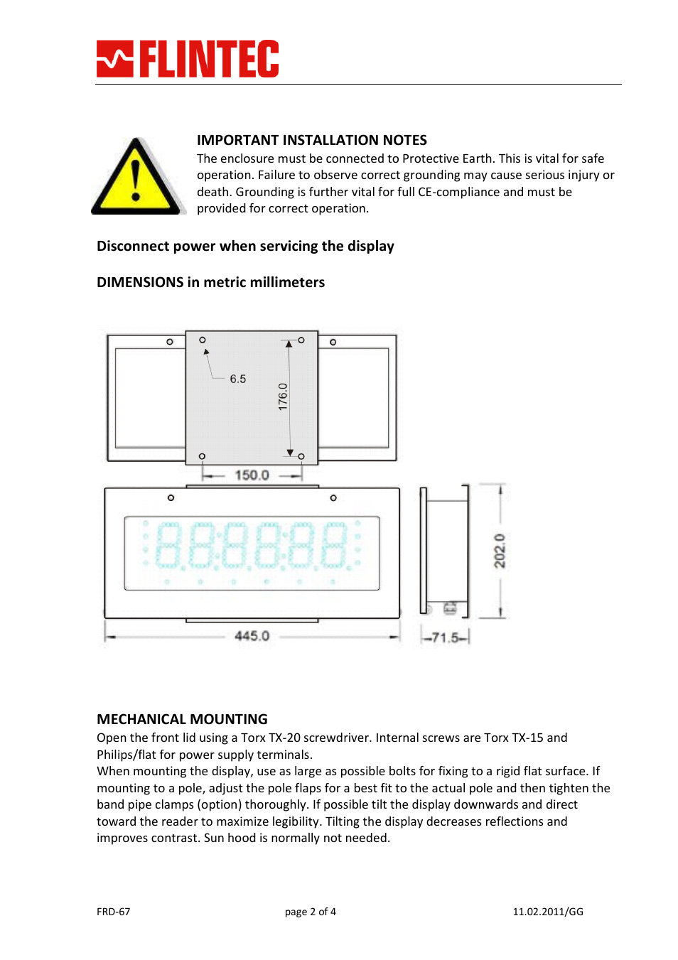 Flintec FRD – 67 User Manual | Page 2 / 4