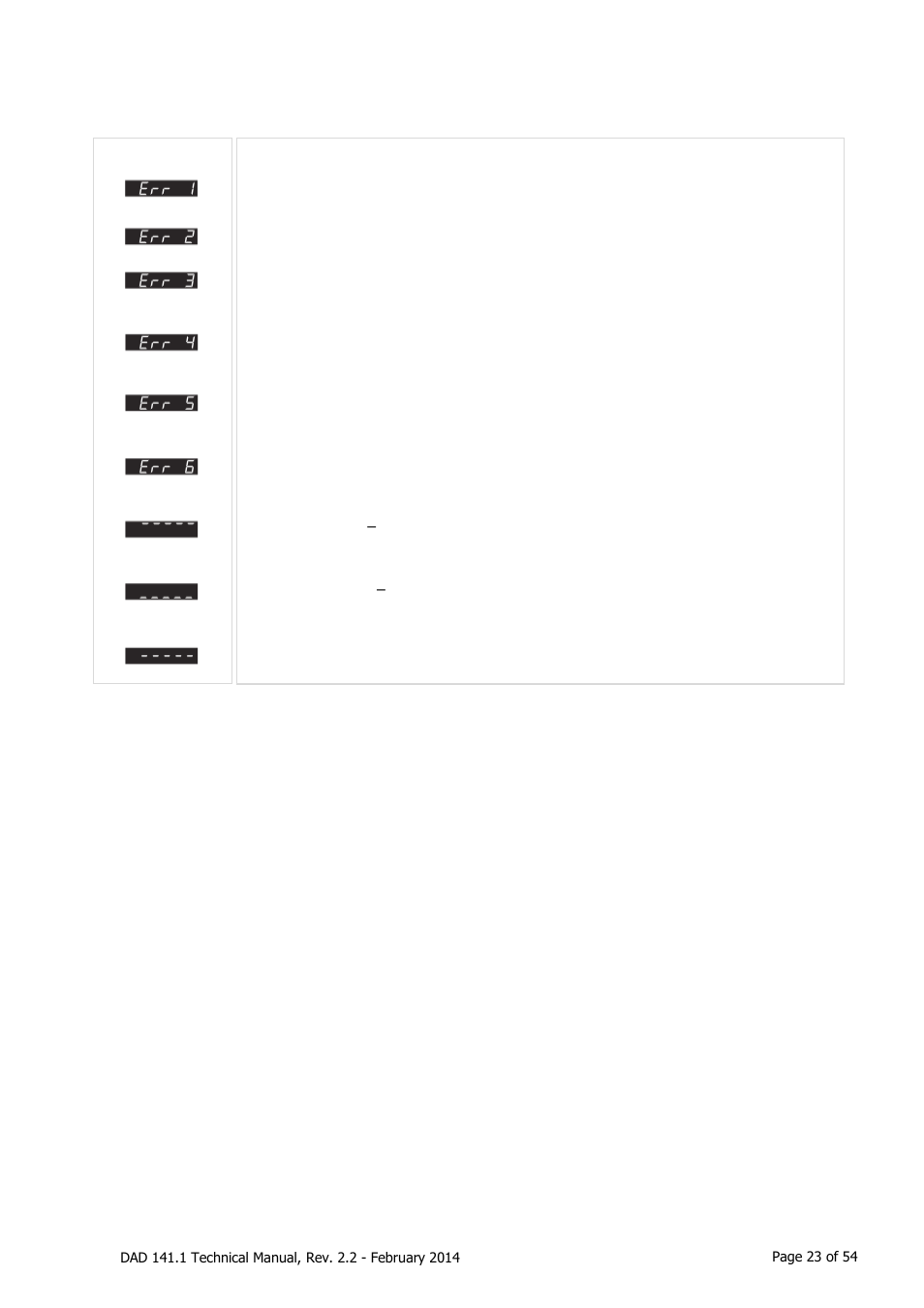 Error codes | Flintec DAD 141.1 User Manual | Page 23 / 54