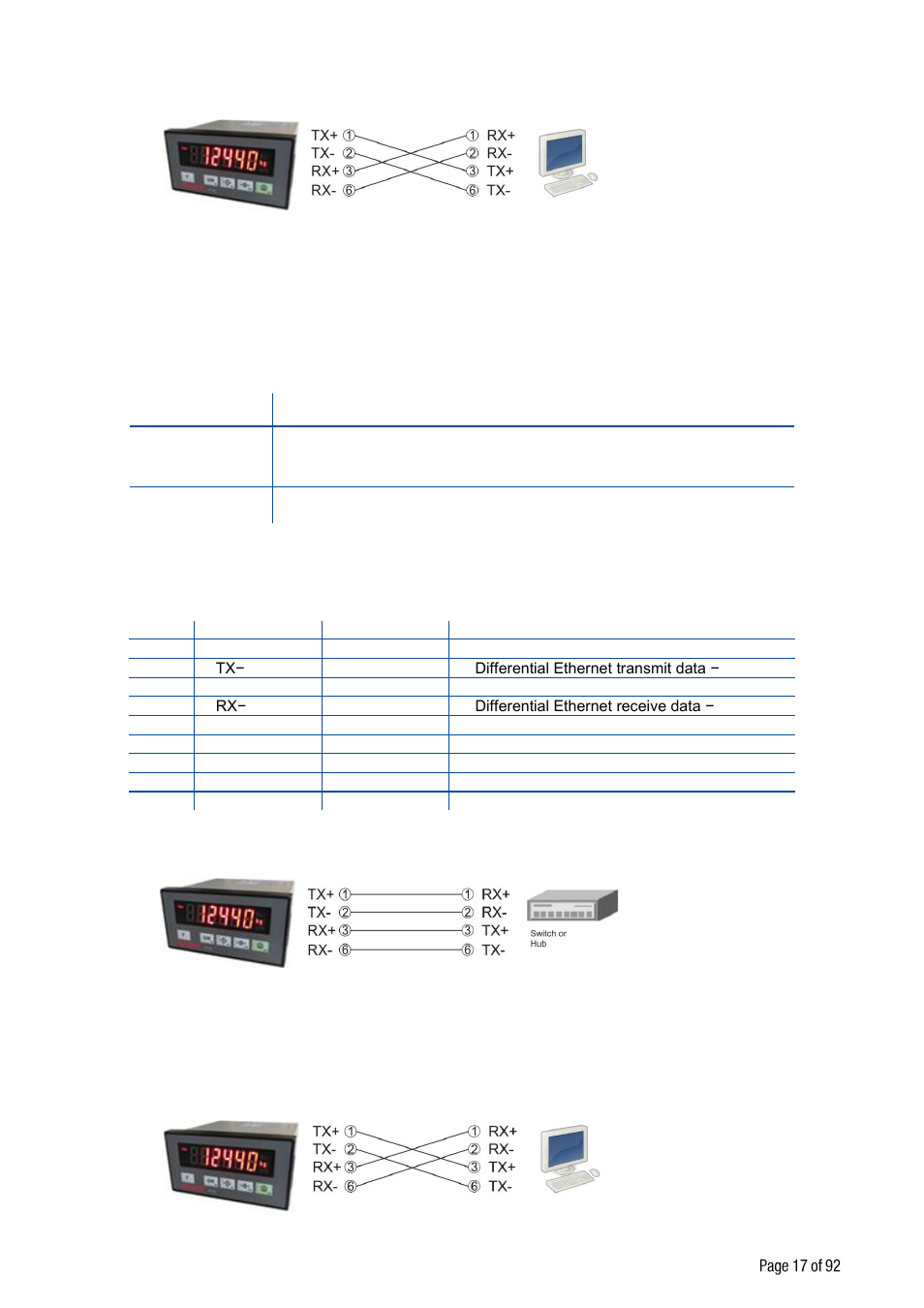 8 ethernet connection (only ft-10 en ), Ethernet connector pin configuration (rj45) | Flintec FT-10xx User Manual | Page 18 / 82