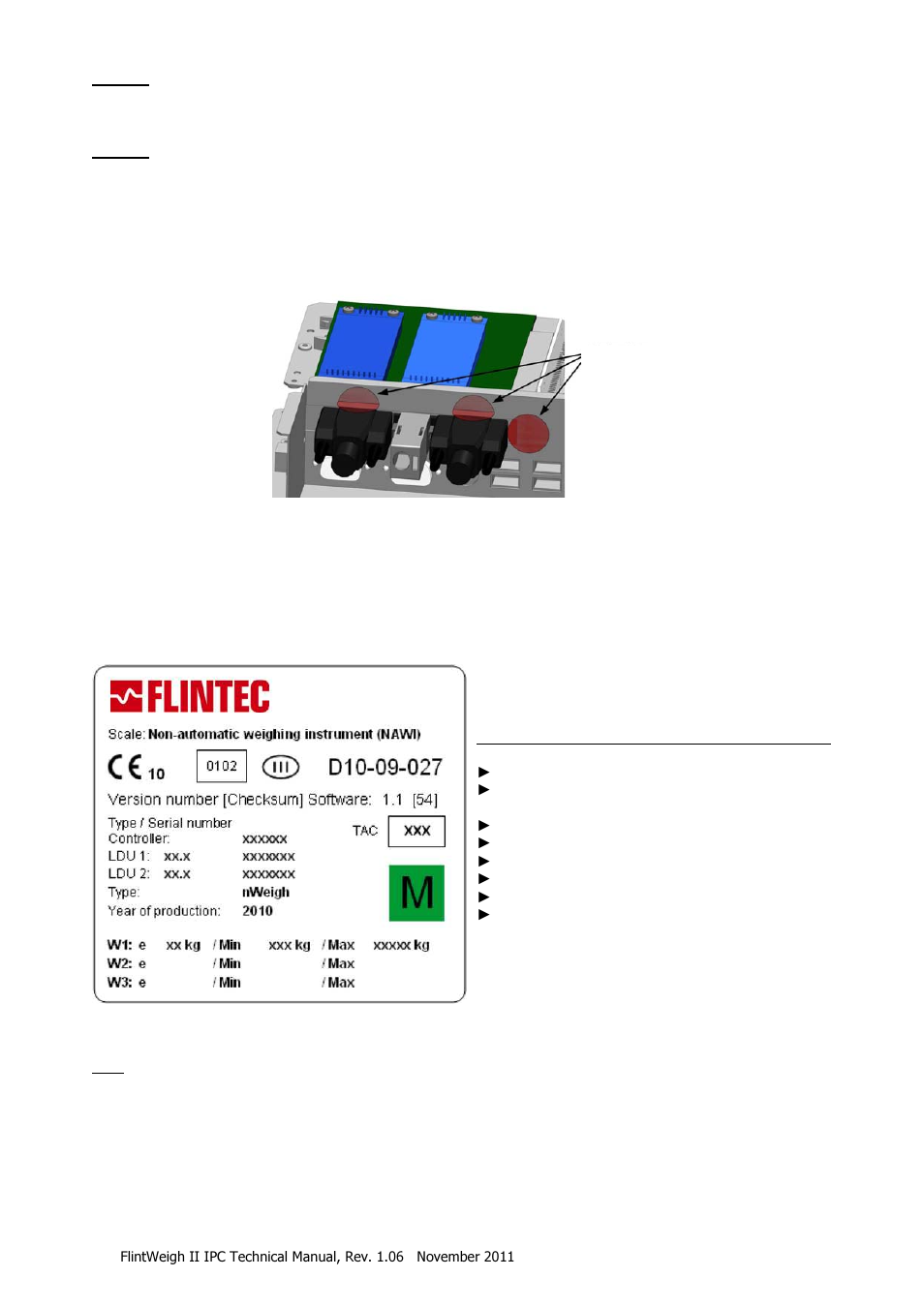 Sealing details with sticker, Descriptive plate | Flintec II IPC User Manual | Page 12 / 36