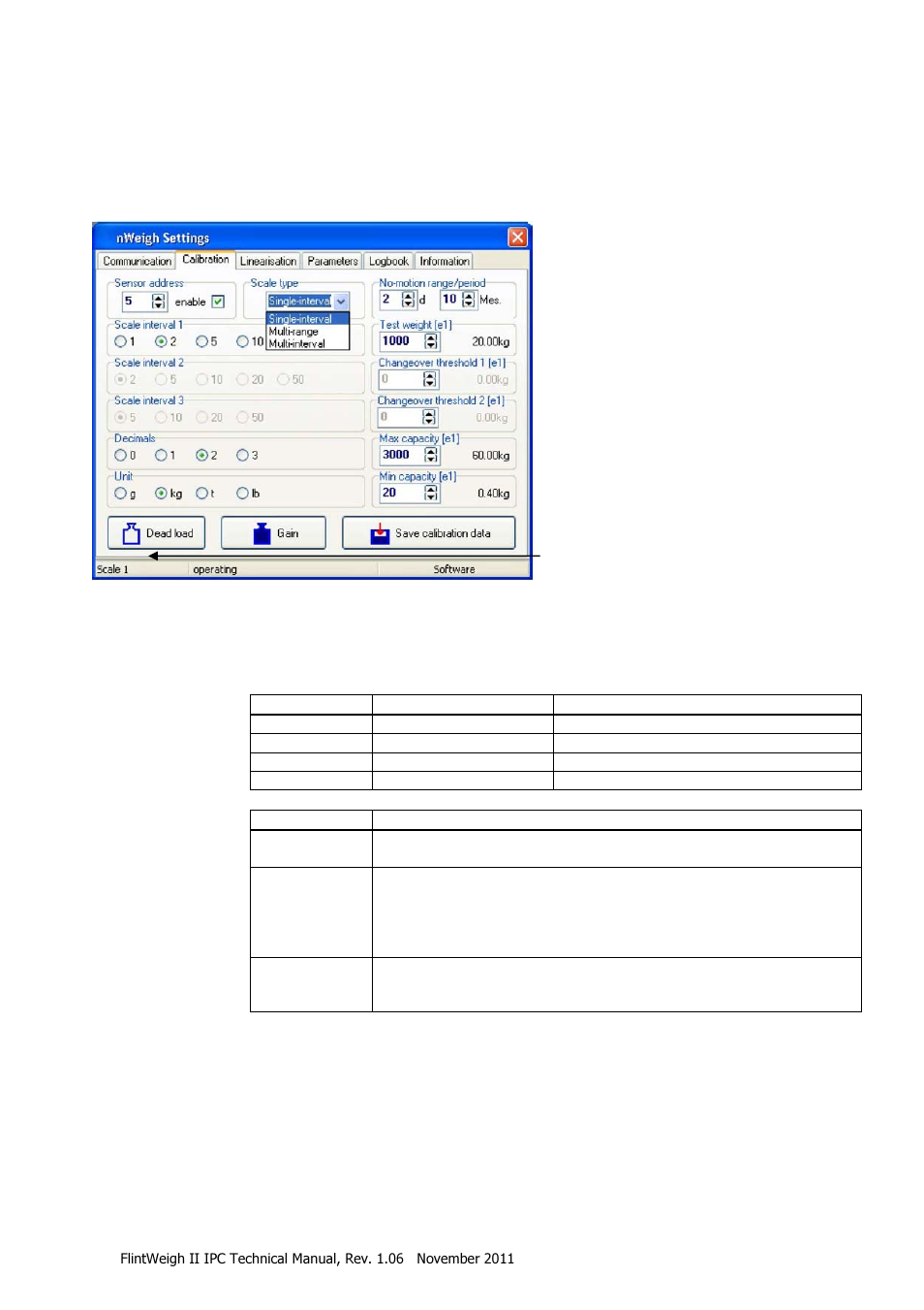 Scale with standard load cells, Define the scale parameters | Flintec II IPC User Manual | Page 22 / 36